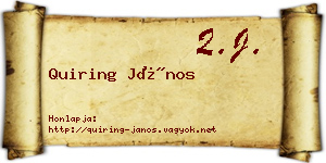 Quiring János névjegykártya